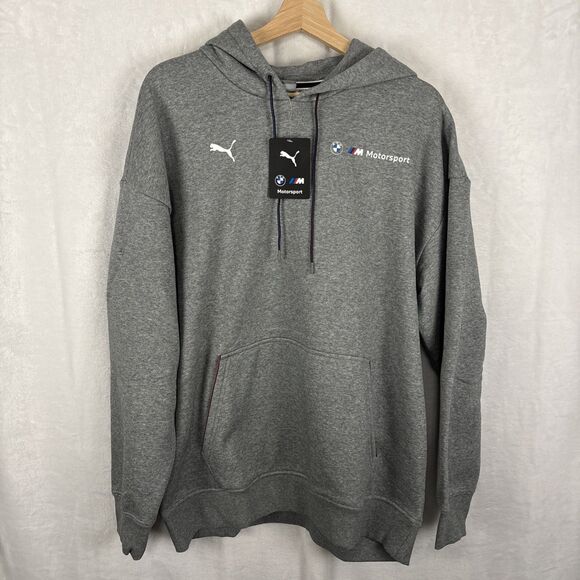 Puma BMW Motorsport ESS+ Hoodie Fleece Pullover Size Large Gray 627498-03 NWT - Picture 1 of 8
